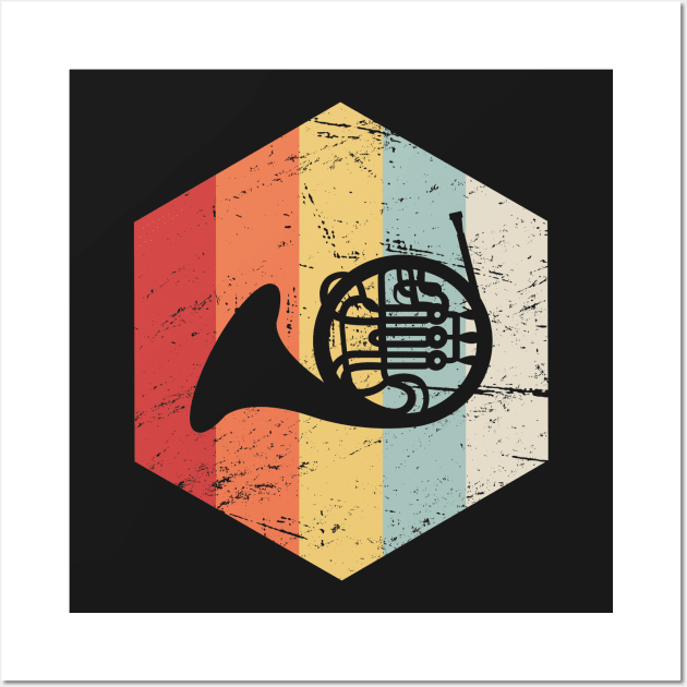 Retro Vintage French Horn Marching Band Icon Wall Art by MeatMan